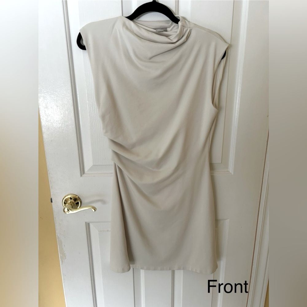 Chic Asymmetrical Cream Dress with Flowing Hemline